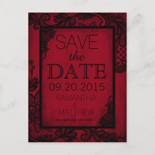 Goth Grunge Lace Save the Date Ankündigungspostkarte
