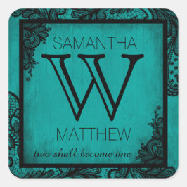 Goth Grunge Lace Wedding Geschenketikett Quadratischer Aufkleber