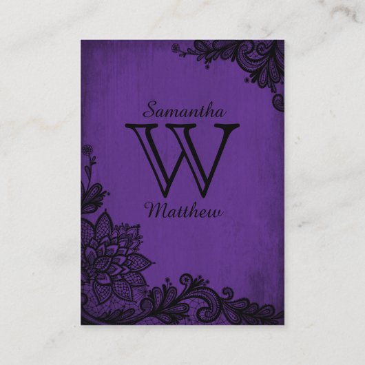 Goth Grunge Lace Wedding Platzkarten (Rückseite)