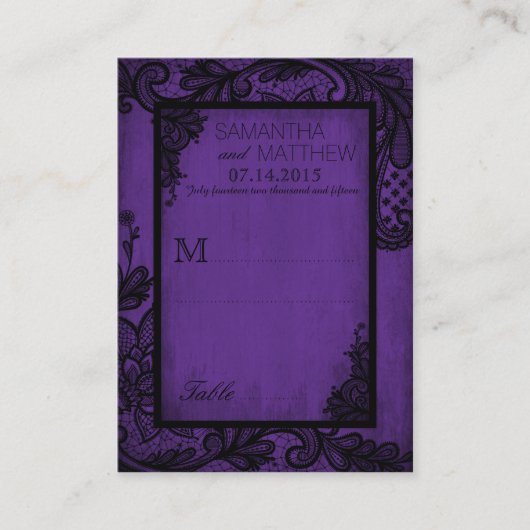 Goth Grunge Lace Wedding Platzkarten (Vorderseite)