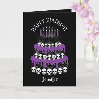 Goth Grunge Skulls Cake Happy Birthday Karte