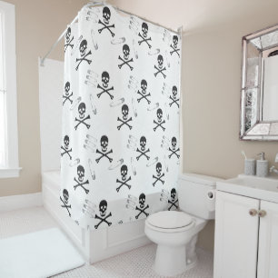 Goth Grunge Skulls Knochen und Buttone zur Sicherh Duschvorhang