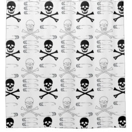 Goth Grunge Skulls Knochen und Buttone zur Sicherh Duschvorhang