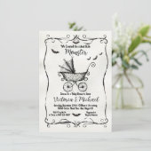 Goth Halloween Carriage Baby Shower Einladung (Stehend Vorderseite)