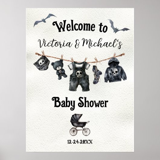 Goth Halloween Clothesline Baby Dusche Empfang Poster (Vorne)