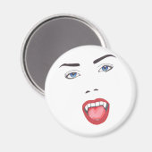 Goth Halloween Fangs Vampire Woman Face Magnet (Vorderseite/Rückseite)