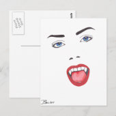 Goth Halloween Fangs Vampire Woman Face Postkarte (Vorne/Hinten)