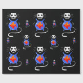 Goth Halloween Funny Cat Gift Wrap auf einer Rolle Geschenkpapier (Flach)