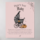 Goth Halloween Say Baby Pink Shower Game Poster (Vorne)
