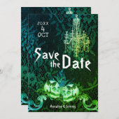 Goth Halloween Skulls Hochzeit Save The Date (Vorne/Hinten)