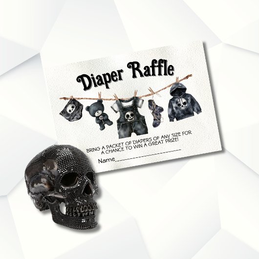 Goth Halloween Wäscheleine Skull Diaper Tombolen Einladung