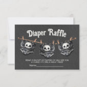 Goth Halloween Wäscheleine Skull Diaper Tombolen Einladung (Vorderseite)