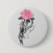 Goth Hand Skelett mit rosa Rose | Toter Innen Button (Vorderseite)