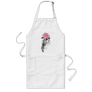 Goth Hand Skelett mit rosa Rose Toter Innen Lange Schürze