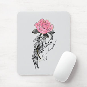 Goth Hand Skelett mit rosa Rose Toter Innen Mousepad