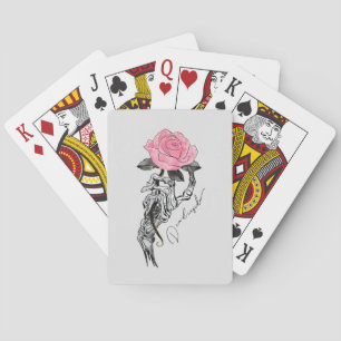 Goth Hand Skelett mit rosa Rose Toter Innen Spielkarten