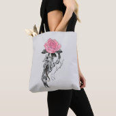 Goth Hand Skelett mit rosa Rose | Toter Innen Tasche (Von Nahem)