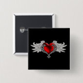 Goth Heart mit Angel Wings Button (Vorne & Hinten)