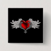 Goth Heart mit Angel Wings Button (Vorderseite)