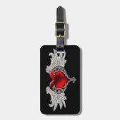 Goth Heart mit Angel Wings Gepäckanhänger (Vorderseite vertikal)