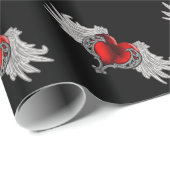 Goth Heart mit Angel Wings Geschenkpapier (Rolleneckpunkt)