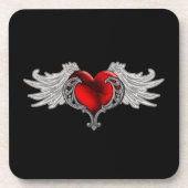 Goth Heart mit Angel Wings Getränkeuntersetzer (Vorderseite)