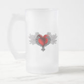 Goth Heart mit Angel Wings Mattglas Bierglas (Links)