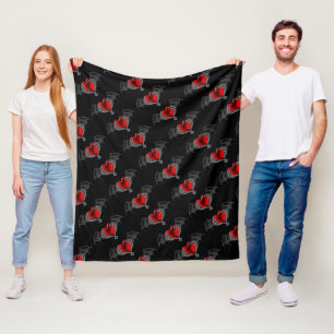 Goth Heart mit Bat Wings Fleece Blanket