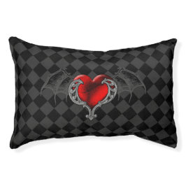 Goth Heart mit Bat Wings Kleines Hundbett Haustierbett