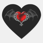 Goth Heart mit Bat Wings Sticker (Vorderseite)