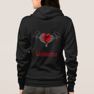 Goth Heart mit Fledermausflügeln Personalisiert Hoodie