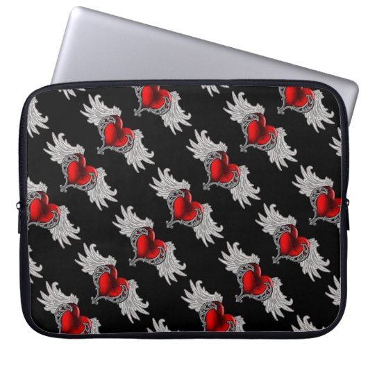 Goth Heart with Angel Wings Laptop Bag Laptopschutzhülle (Vorderseite)