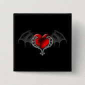 Goth Heart with Bat Wings Button (Vorderseite)