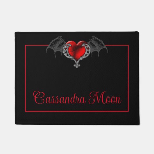 Goth Heart with Bat Wings Personalisiert Fußmatte (Vorderseite)