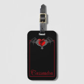 Goth Heart with Bat Wings Personalisiert Gepäckanhänger (Vorderseite Vertikal)