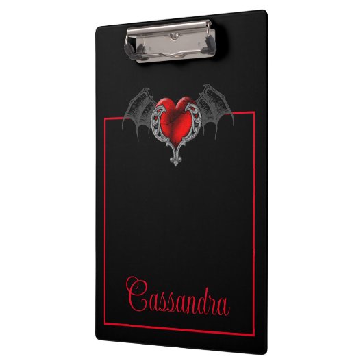 Goth Heart with Bat Wings Personalisiert Klemmbrett (Links)