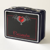 Goth Heart with Bat Wings Personalisiert Metall Brotdose (Rückseite)