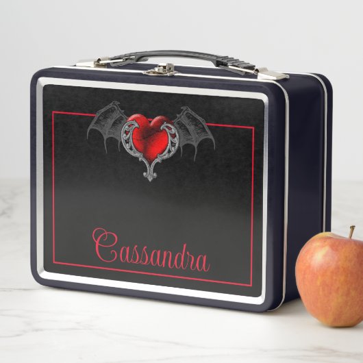Goth Heart with Bat Wings Personalisiert Metall Brotdose (Beispiel)