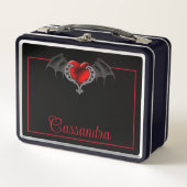 Goth Heart with Bat Wings Personalisiert Metall Brotdose (Vorderseite)