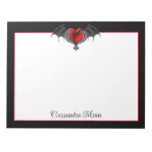 Goth Heart with Bat Wings Personalisiert Notizblock (Vorderseite)