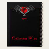 Goth Heart with Bat Wings Personalisiert Planer (Rückseite)
