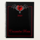 Goth Heart with Bat Wings Personalisiert Planer (Vorderseite)