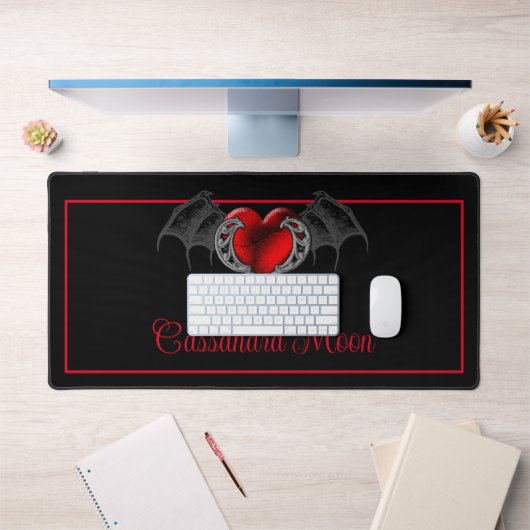 Goth Heart with Bat Wings Personalisiert Schreibtischunterlage (Büro 1)