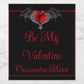 Goth Heart with Bat Wings Personalisiert Weinetikett (Einzelnes Label)