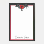 Goth Heart with Bat Wings Post-it Klebezettel (Vorderseite)