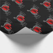 Goth Heart with Bat Wings Wrapping Paper Geschenkpapier (Ecke)