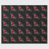Goth Heart with Bat Wings Wrapping Paper Geschenkpapier (Flach)