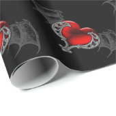 Goth Heart with Bat Wings Wrapping Paper Geschenkpapier (Rolleneckpunkt)