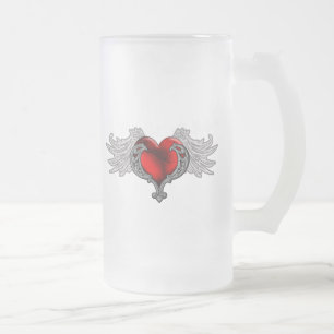Goth Herz mit Engelsflügeln Mattglas Bierglas