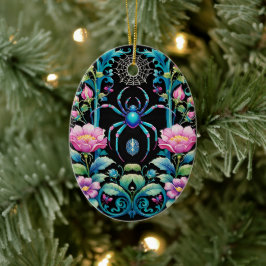 Goth Holiday Spider in Blume Saisons Creepings Keramik Ornament